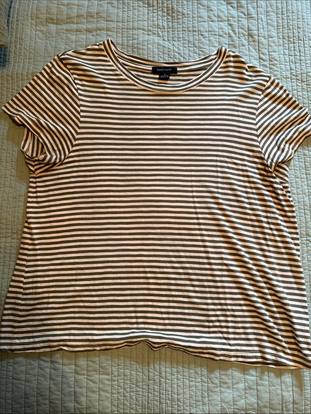 Sanctuary Olive and White Striped Short-Sleeve Tee